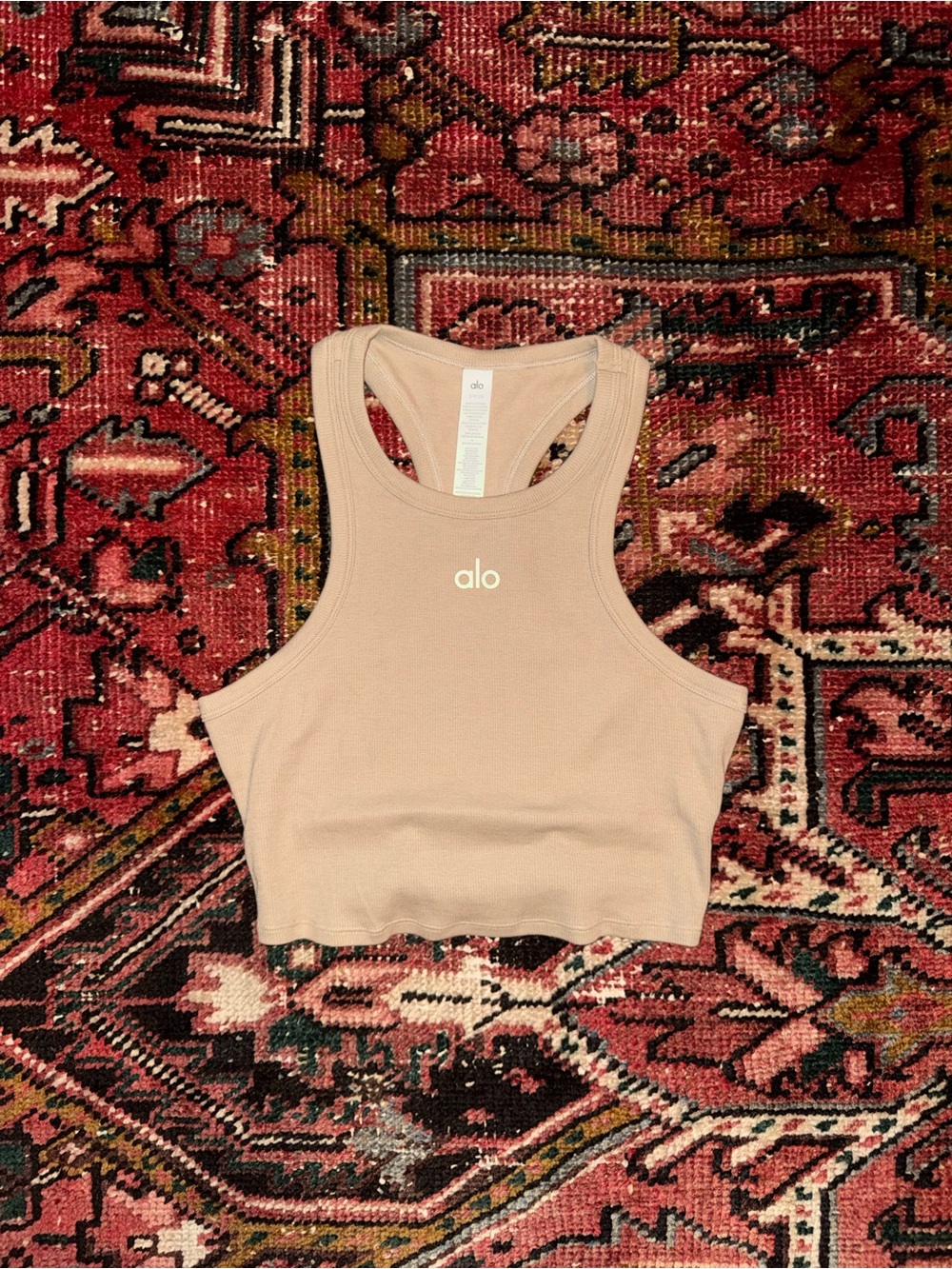 ALO Yoga Nude Ribbed Racerback Crop Tank
